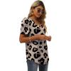 imageXIEERDUO Womens Summer Shirt V Neck Casual Tshirts Puff Sleeve Tops for Women Solid Color XS3XL21beige Leopard
