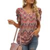 imageXIEERDUO Womens Summer Shirt V Neck Casual Tshirts Puff Sleeve Tops for Women Solid Color XS3XL21bohemia