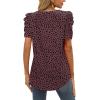 imageXIEERDUO Womens Summer Shirt V Neck Casual Tshirts Puff Sleeve Tops for Women Solid Color XS3XL21burgundy Leopard