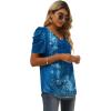 imageXIEERDUO Womens Summer Shirt V Neck Casual Tshirts Puff Sleeve Tops for Women Solid Color XS3XL22multi Navy