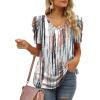 imageXIEERDUO Womens Summer Shirt V Neck Casual Tshirts Puff Sleeve Tops for Women Solid Color XS3XL22tiedye