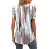 imageXIEERDUO Womens Summer Shirt V Neck Casual Tshirts Puff Sleeve Tops for Women Solid Color XS3XL22tiedye
