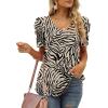 imageXIEERDUO Womens Summer Shirt V Neck Casual Tshirts Puff Sleeve Tops for Women Solid Color XS3XL23black Striped