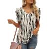 imageXIEERDUO Womens Summer Shirt V Neck Casual Tshirts Puff Sleeve Tops for Women Solid Color XS3XL24beige Dot