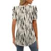 imageXIEERDUO Womens Summer Shirt V Neck Casual Tshirts Puff Sleeve Tops for Women Solid Color XS3XL24beige Dot