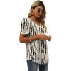 imageXIEERDUO Womens Summer Shirt V Neck Casual Tshirts Puff Sleeve Tops for Women Solid Color XS3XL24beige Dot