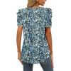 imageXIEERDUO Womens Summer Shirt V Neck Casual Tshirts Puff Sleeve Tops for Women Solid Color XS3XL24blue Print