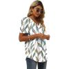 imageXIEERDUO Womens Summer Shirt V Neck Casual Tshirts Puff Sleeve Tops for Women Solid Color XS3XL24colorful Leaves