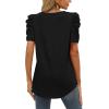 imageXIEERDUO Womens Summer Shirt V Neck Casual Tshirts Puff Sleeve Tops for Women Solid Color XS3XLBlack
