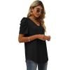 imageXIEERDUO Womens Summer Shirt V Neck Casual Tshirts Puff Sleeve Tops for Women Solid Color XS3XLBlack