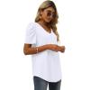 imageXIEERDUO Womens Summer Shirt V Neck Casual Tshirts Puff Sleeve Tops for Women Solid Color XS3XLWhite