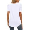 imageXIEERDUO Womens Summer Shirt V Neck Casual Tshirts Puff Sleeve Tops for Women Solid Color XS3XLWhite