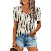 imageXIEERDUO Womens Summer Shirt V Neck Casual Tshirts Puff Sleeve Tops for Women Solid Color XS3XL24beige Dot