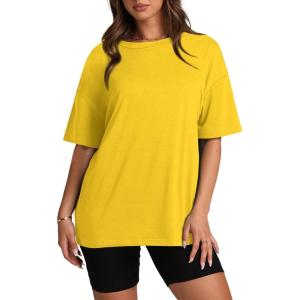 imageOversized T Shirts for Women Summer Crewneck Short Sleeve Basic Tops Loose FitJyellow