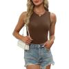 imagePlus Size Tops for Women Summer 2025 Crew Neck Workout Undershirt Casaul Shirts Black White Brown 2XL