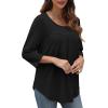 imageXIEERDUO 34 Length Sleeve Womens Tops Crew Neck Pleated Blouses For Women Dressy Casual Tunic Shirts S3XLBlack