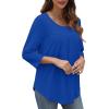 imageXIEERDUO 34 Length Sleeve Womens Tops Crew Neck Pleated Blouses For Women Dressy Casual Tunic Shirts S3XLBlue
