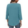 imageXIEERDUO 34 Length Sleeve Womens Tops Crew Neck Pleated Blouses For Women Dressy Casual Tunic Shirts S3XLBlue Green