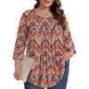 imageXIEERDUO 34 Length Sleeve Womens Tops Crew Neck Pleated Blouses For Women Dressy Casual Tunic Shirts S3XLBoho Floral