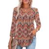 imageXIEERDUO 34 Length Sleeve Womens Tops Crew Neck Pleated Blouses For Women Dressy Casual Tunic Shirts S3XLBoho Floral