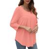 imageXIEERDUO 34 Length Sleeve Womens Tops Crew Neck Pleated Blouses For Women Dressy Casual Tunic Shirts S3XLCoral
