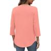 imageXIEERDUO 34 Length Sleeve Womens Tops Crew Neck Pleated Blouses For Women Dressy Casual Tunic Shirts S3XLCoral