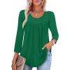 imageXIEERDUO 34 Length Sleeve Womens Tops Crew Neck Pleated Blouses For Women Dressy Casual Tunic Shirts S3XLGreen