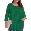imageXIEERDUO 34 Length Sleeve Womens Tops Crew Neck Pleated Blouses For Women Dressy Casual Tunic Shirts S3XLGreen