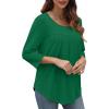 imageXIEERDUO 34 Length Sleeve Womens Tops Crew Neck Pleated Blouses For Women Dressy Casual Tunic Shirts S3XLGreen