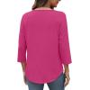 imageXIEERDUO 34 Length Sleeve Womens Tops Crew Neck Pleated Blouses For Women Dressy Casual Tunic Shirts S3XLHot Pink