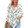 imageXIEERDUO 34 Length Sleeve Womens Tops Crew Neck Pleated Blouses For Women Dressy Casual Tunic Shirts S3XLLeaf Prints