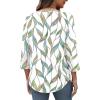 imageXIEERDUO 34 Length Sleeve Womens Tops Crew Neck Pleated Blouses For Women Dressy Casual Tunic Shirts S3XLLeaf Prints