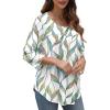 imageXIEERDUO 34 Length Sleeve Womens Tops Crew Neck Pleated Blouses For Women Dressy Casual Tunic Shirts S3XLLeaf Prints
