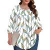 imageXIEERDUO 34 Length Sleeve Womens Tops Crew Neck Pleated Blouses For Women Dressy Casual Tunic Shirts S3XLLeaf Prints