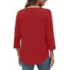 imageXIEERDUO 34 Length Sleeve Womens Tops Crew Neck Pleated Blouses For Women Dressy Casual Tunic Shirts S3XLRed