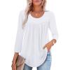 imageXIEERDUO 34 Length Sleeve Womens Tops Crew Neck Pleated Blouses For Women Dressy Casual Tunic Shirts S3XLWhite