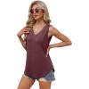 imageXIEERDUO Womens Lace V Neck Tank Tops Summer Spring Sleeveless Shirts Casual Flowy Clothes Trendy Outfits S3XLWine