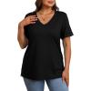 imageXIEERDUO Womens Summer Tops Short Sleeve Shirts Trendy V Neck T Shirts for Women Casual TopsAll Black