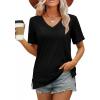 imageXIEERDUO Womens Summer Tops Short Sleeve Shirts Trendy V Neck T Shirts for Women Casual TopsAll Black
