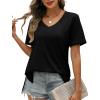 imageXIEERDUO Womens Summer Tops Short Sleeve Shirts Trendy V Neck T Shirts for Women Casual TopsAll Black