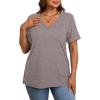 imageXIEERDUO Womens Summer Tops Short Sleeve Shirts Trendy V Neck T Shirts for Women Casual TopsAll Grey