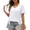 imageXIEERDUO Womens Summer Tops Short Sleeve Shirts Trendy V Neck T Shirts for Women Casual TopsAll White