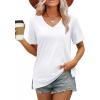 imageXIEERDUO Womens Summer Tops Short Sleeve Shirts Trendy V Neck T Shirts for Women Casual TopsAll White