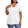 imageXIEERDUO Womens Summer Tops Short Sleeve Shirts Trendy V Neck T Shirts for Women Casual TopsAll White