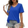 imageXIEERDUO Womens Summer Tops Short Sleeve Shirts Trendy V Neck T Shirts for Women Casual TopsBlue