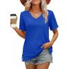 imageXIEERDUO Womens Summer Tops Short Sleeve Shirts Trendy V Neck T Shirts for Women Casual TopsBlue