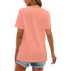 imageXIEERDUO Womens Summer Tops Short Sleeve Shirts Trendy V Neck T Shirts for Women Casual TopsCoral