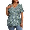 imageXIEERDUO Womens Summer Tops Short Sleeve Shirts Trendy V Neck T Shirts for Women Casual TopsFloral Blue