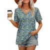 imageXIEERDUO Womens Summer Tops Short Sleeve Shirts Trendy V Neck T Shirts for Women Casual TopsFloral Blue
