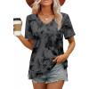 imageXIEERDUO Womens Summer Tops Short Sleeve Shirts Trendy V Neck T Shirts for Women Casual TopsGrey Tie Dye